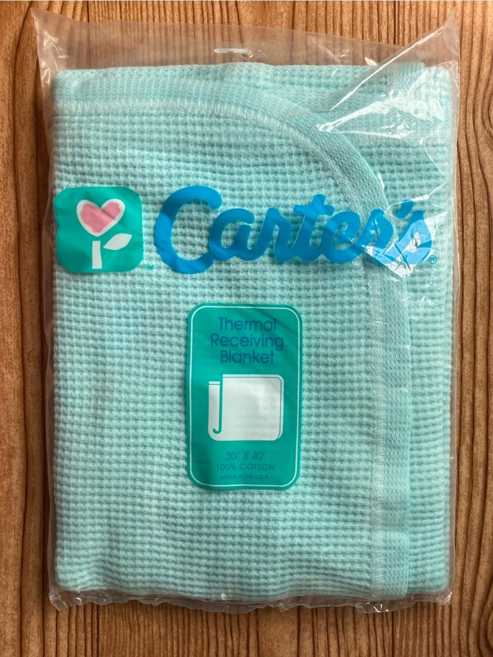 NWT NOS Vintage Carter’s Cotton Waffle Weave Thermal Baby Receiving Blanket New